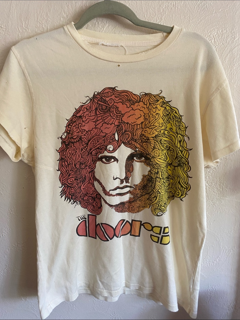 MadeWorn The Doors Graphic Tee — Cream with Red & Yellow Print